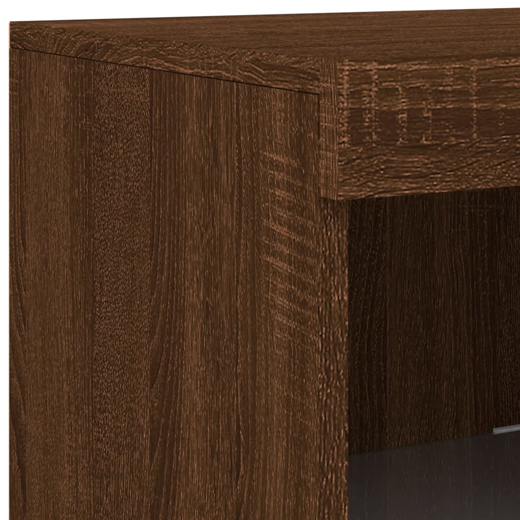 Sideboard with LED Lights Brown Oak 181.5x37x100 cm